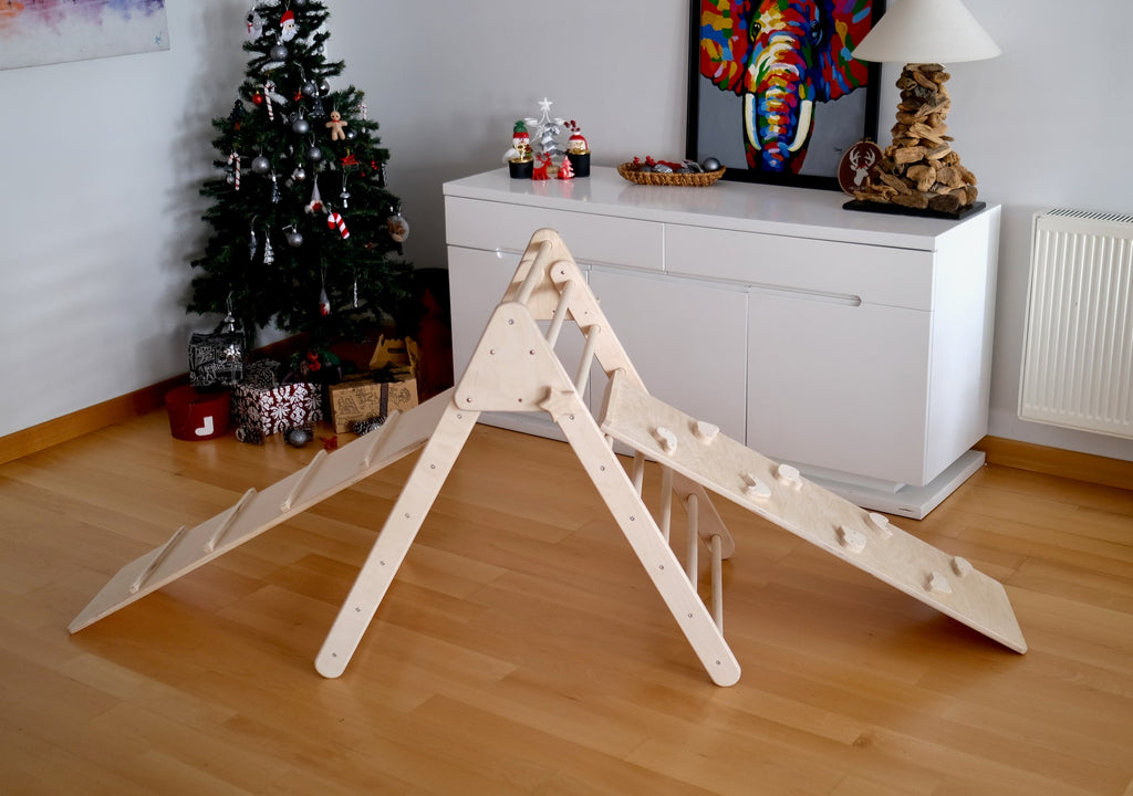Foldable Montessori Climbing Triangle Set with Portable Table and