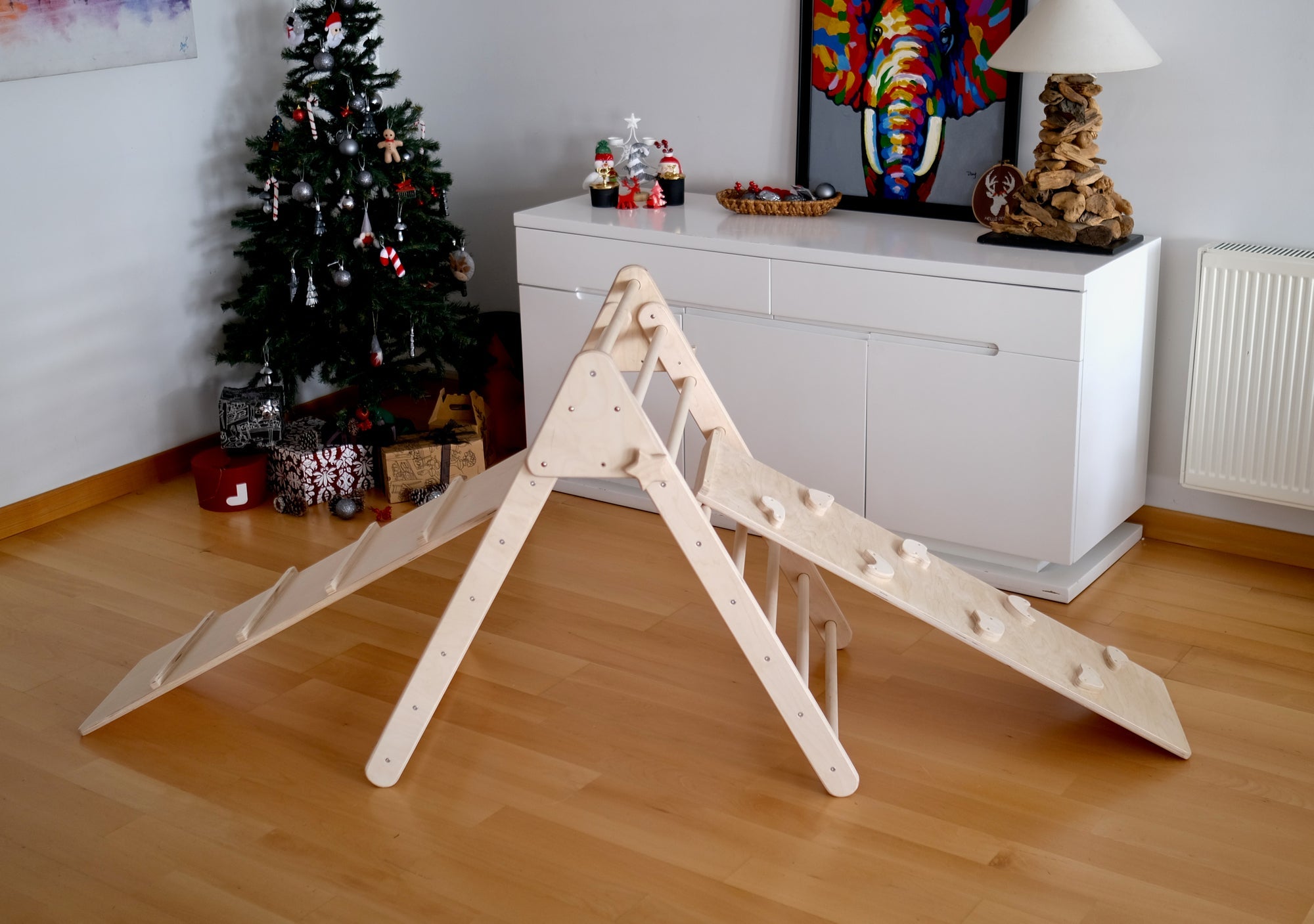 Foldable Montessori Climbing Triangle Set with Portable Table and